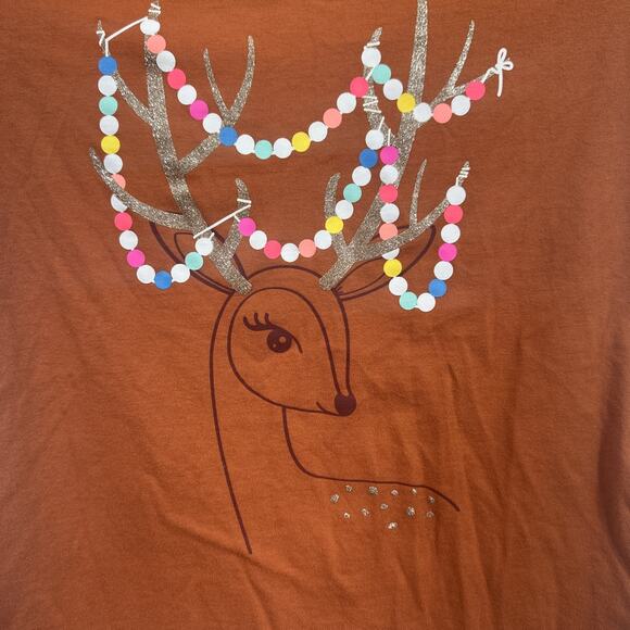 Cat & Jack “Christmas Reindeer “ Brown w Graphic Print Girl's L (10/12) - Picture 5 of 5